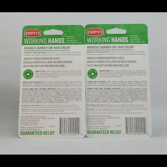 2 O'Keeffe's Working Hands Hand Cream 2.7 oz Bonus Night Treatment .25 oz. - Picture 2 of 2